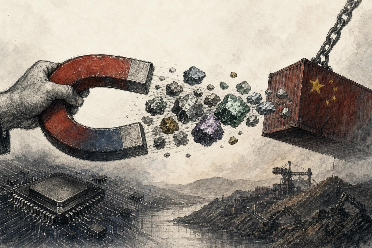 Editorial illustration for China’s Materials Grip Is Harder to Replace Than It Looks