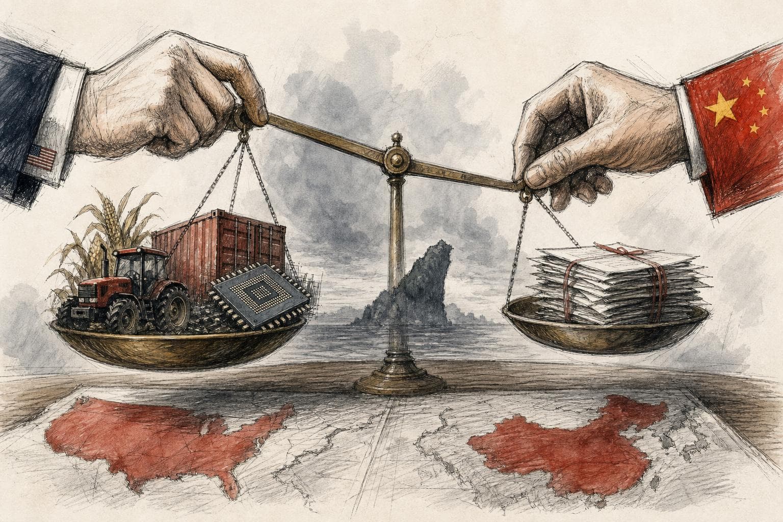 Editorial illustration for Trump’s China Deal Risks Turning Tariff Relief Into Strategic Drift