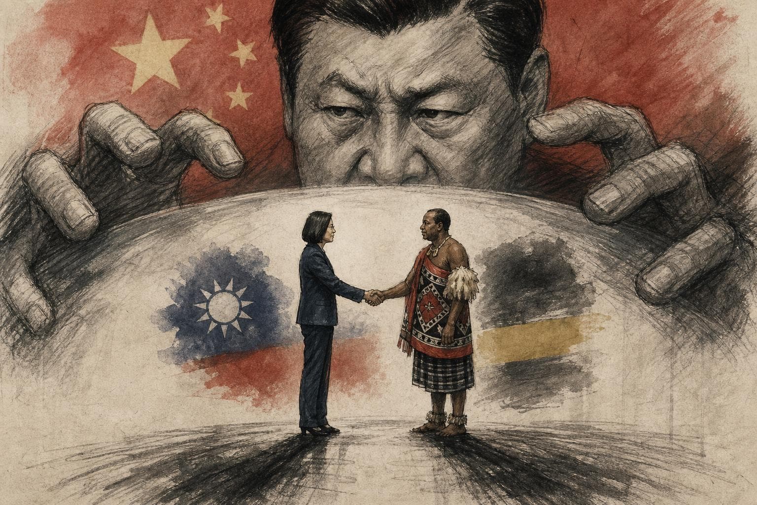 Editorial illustration for Taiwan’s Tiny Ally Just Made Beijing Look Nervous