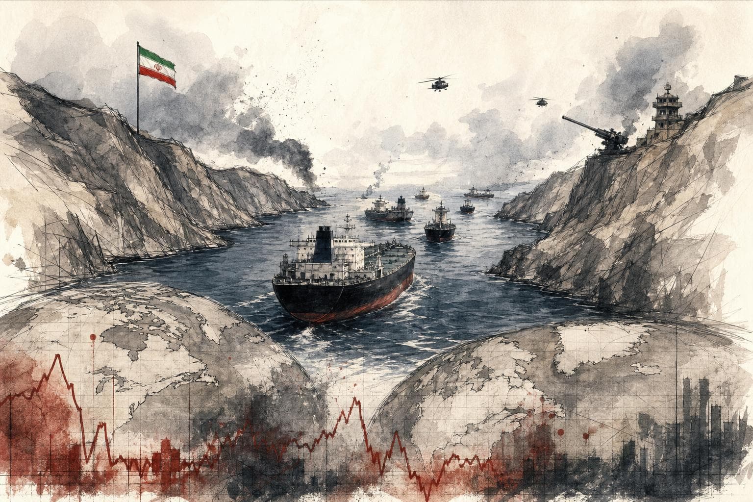 Editorial illustration for Hormuz Is Half-Open and Still Breaking the World Economy