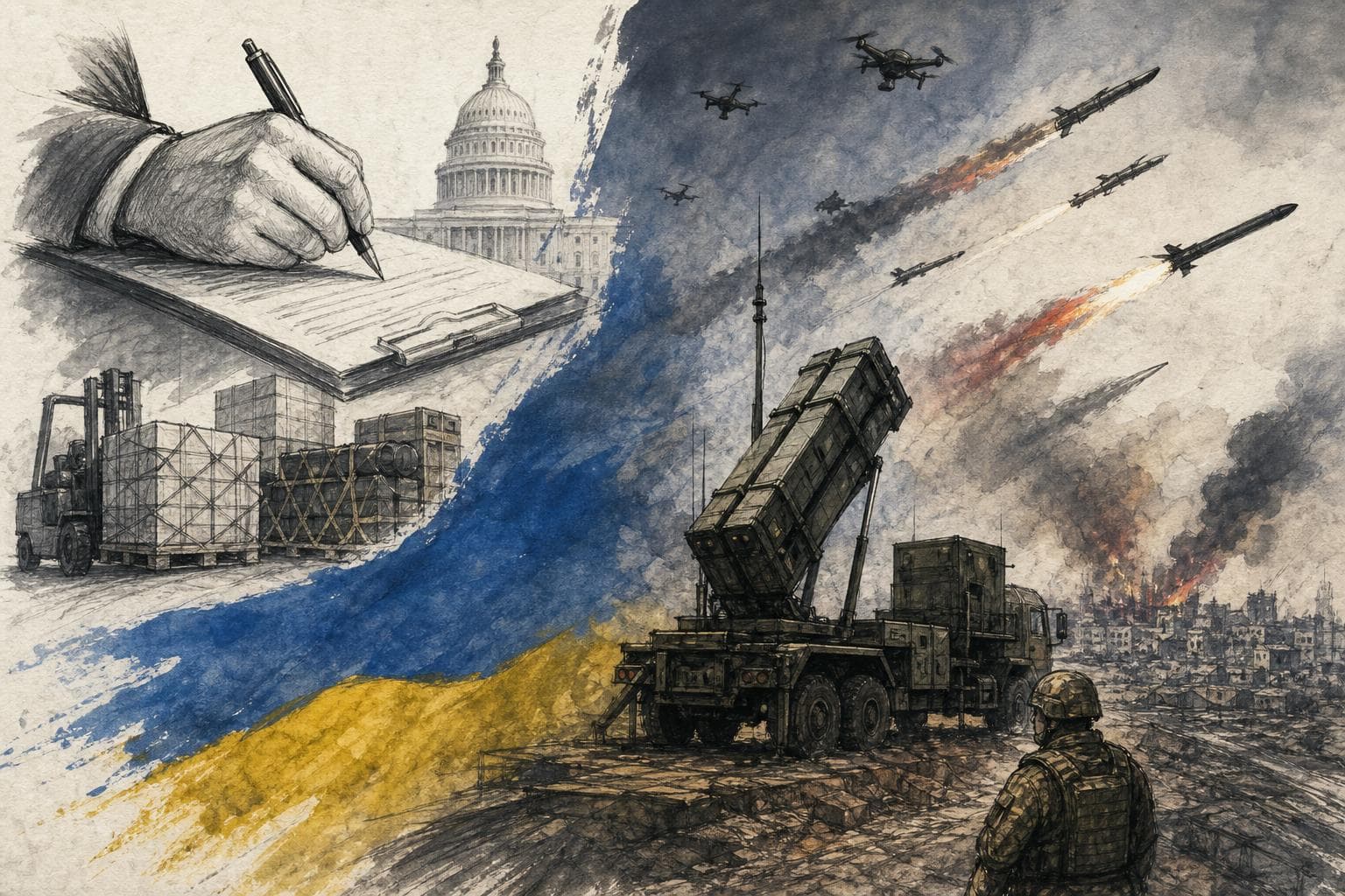 Editorial illustration for Ukraine Needs Usable Air Defenses, Not Another Aid Deadline
