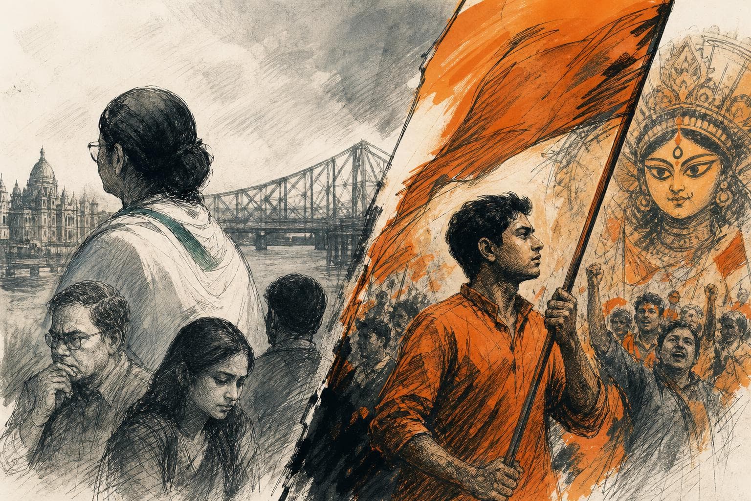 Editorial illustration for Bengal’s BJP Shock Is a Cultural Break, Not Just Regime Change