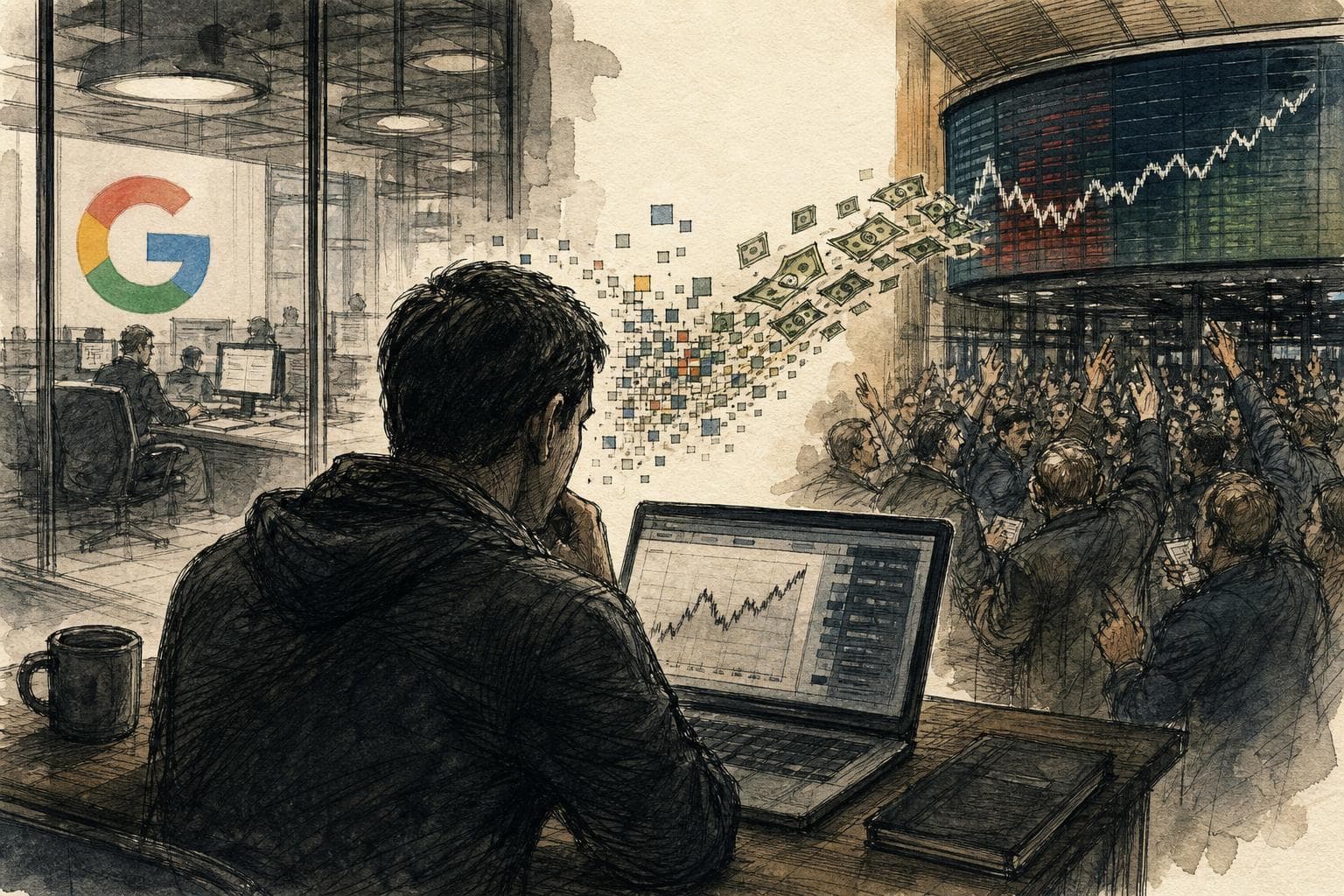 Editorial illustration for The Google Polymarket Case Is Insider Trading With Different Plumbing