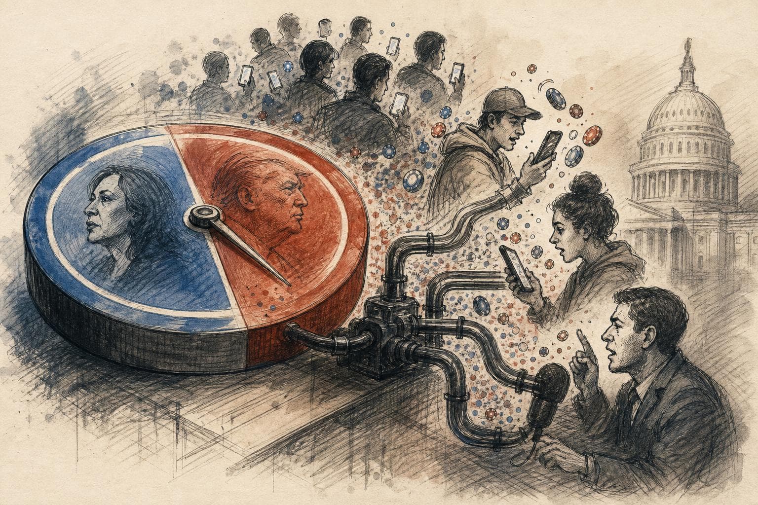 Editorial illustration for The Election Odds Are Becoming Campaign Material