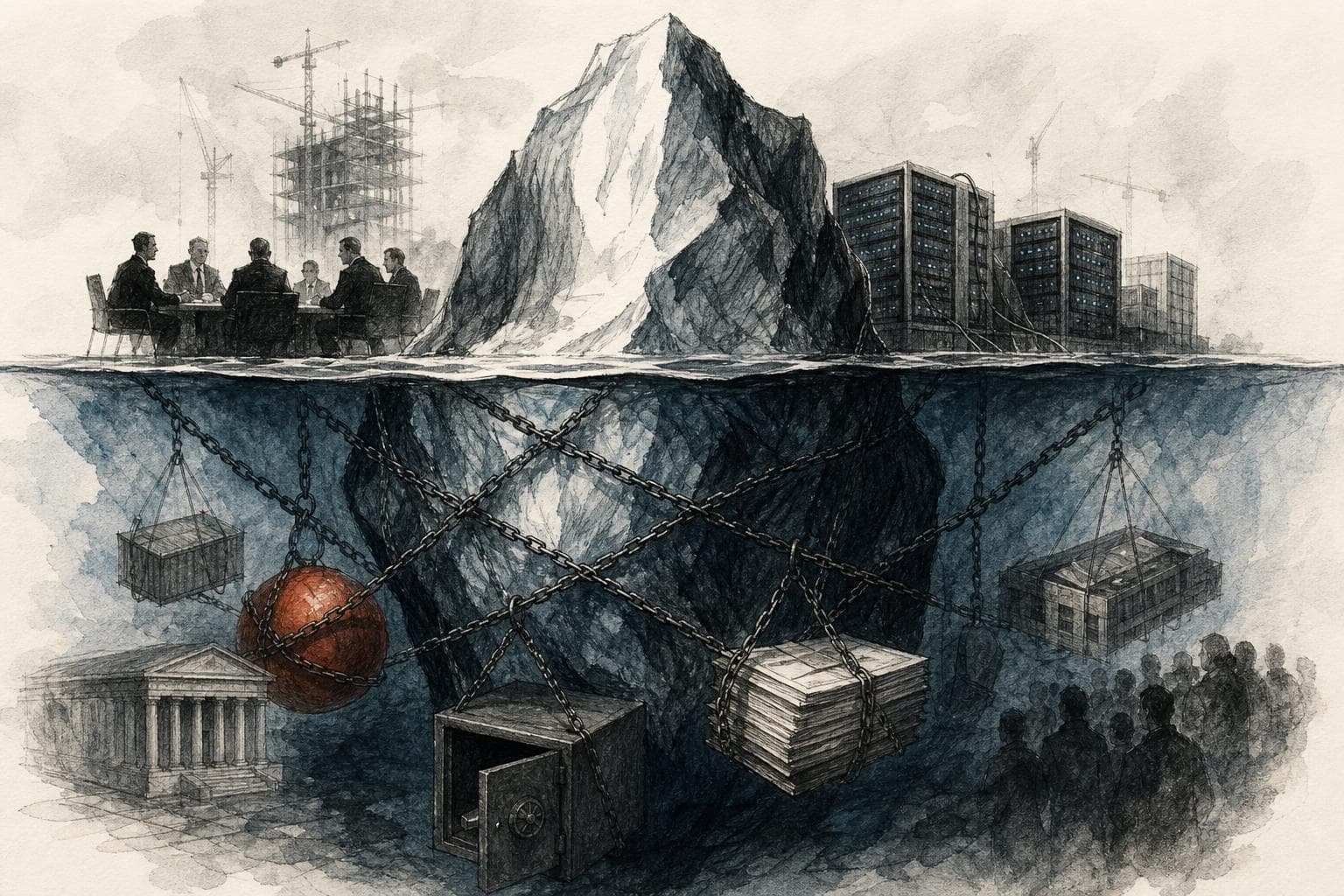 Editorial illustration for In the AI Boom, the Losses Only Surface When Someone Needs a Loan