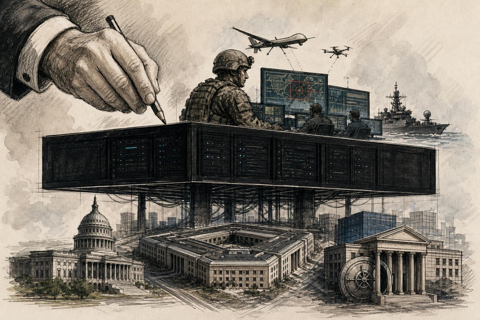 Editorial illustration for AI Vendors Are Becoming Infrastructure. Treat Their Failure Like a Public Risk