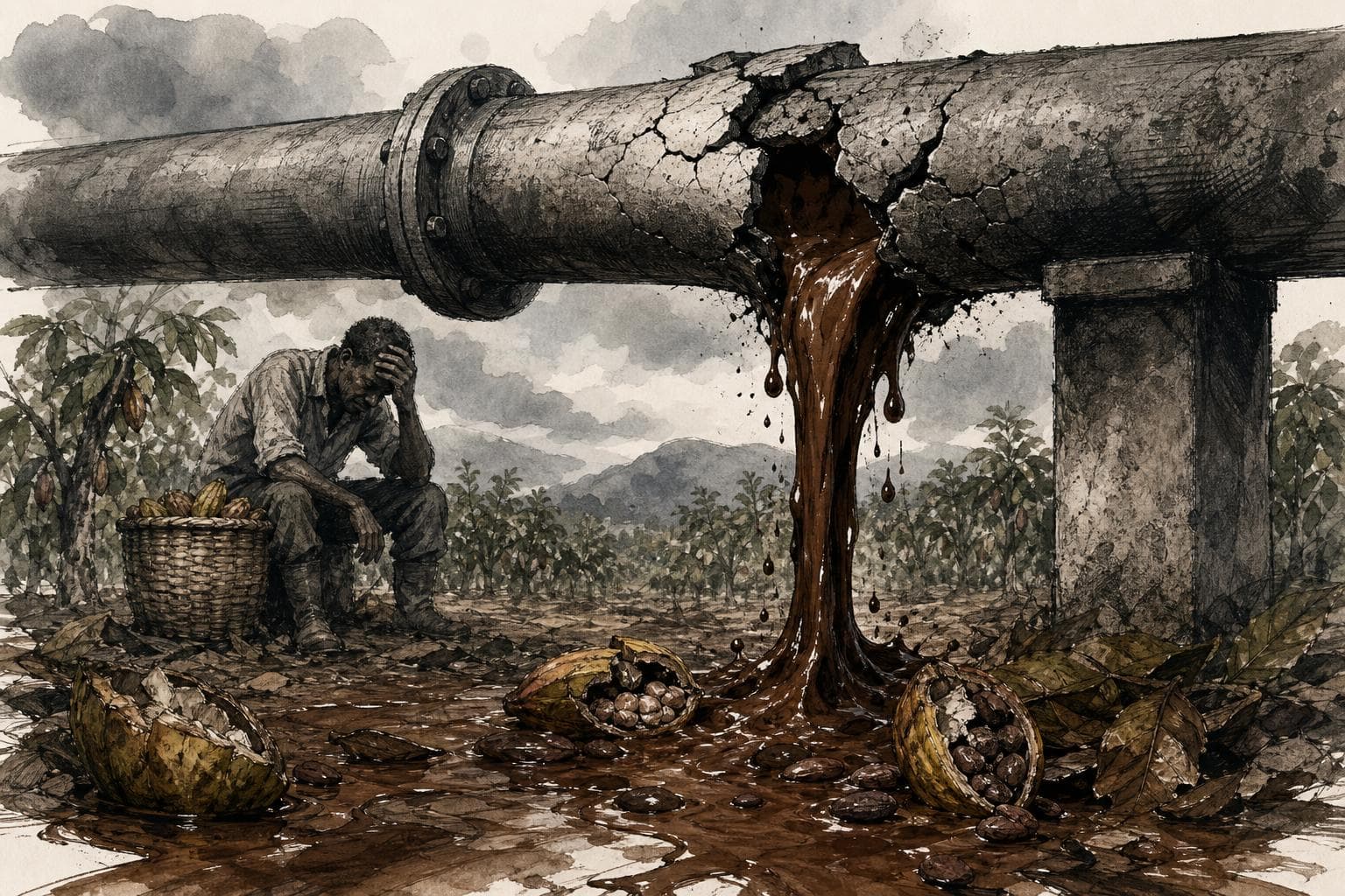Editorial illustration for Chocolate Inflation Is Now a Broken-Pipes Problem