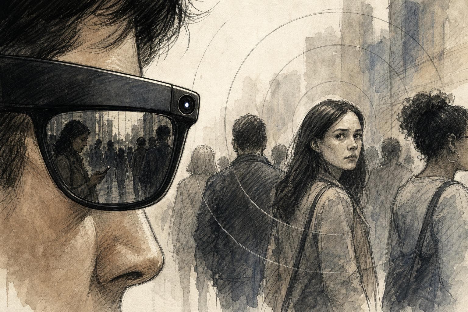 Editorial illustration for Smart Glasses Are Becoming Normal Before Consent Has a Chance