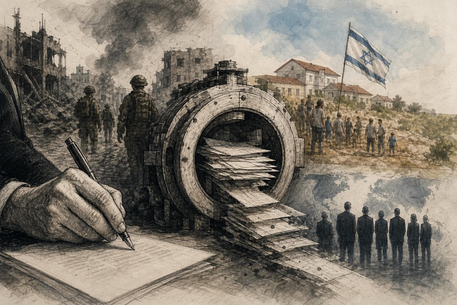 Editorial illustration for What Israel's First Gaza Criminal Probes Are Actually For